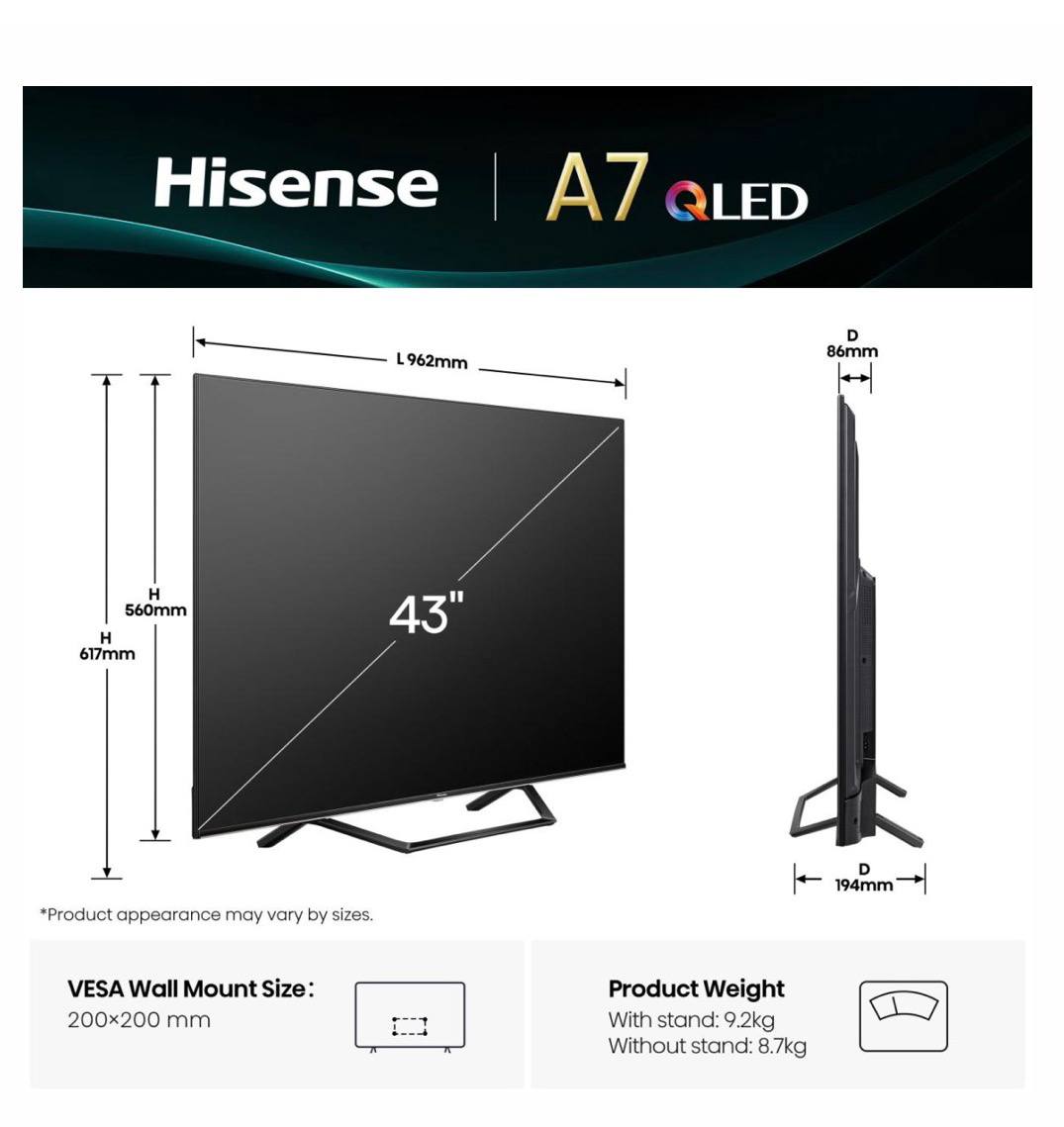 Телевізор 43" дюймів Hisense 43A7Q  - фото 2