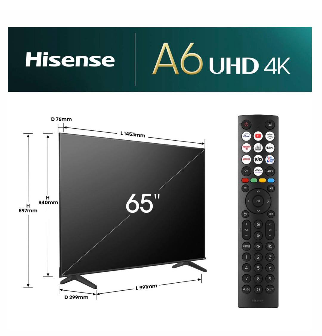 Телевізор 65' дюймів Hisense 65A6N - фото 2