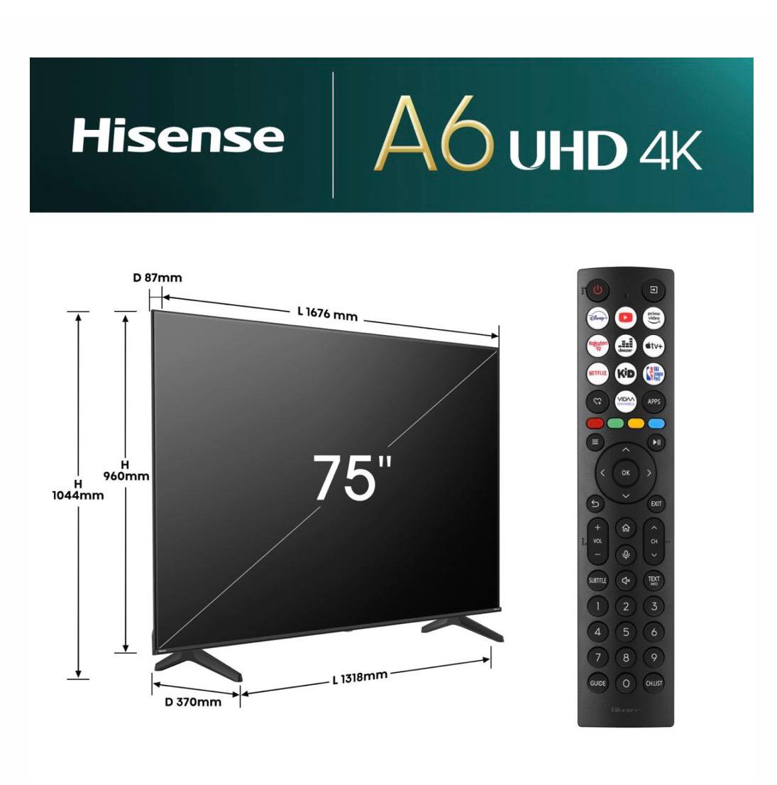Телевізор 75" дюймів Hisense 75A6N  - фото 2